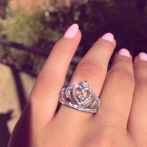 Stamped 925 Silver/18K Crown Ring